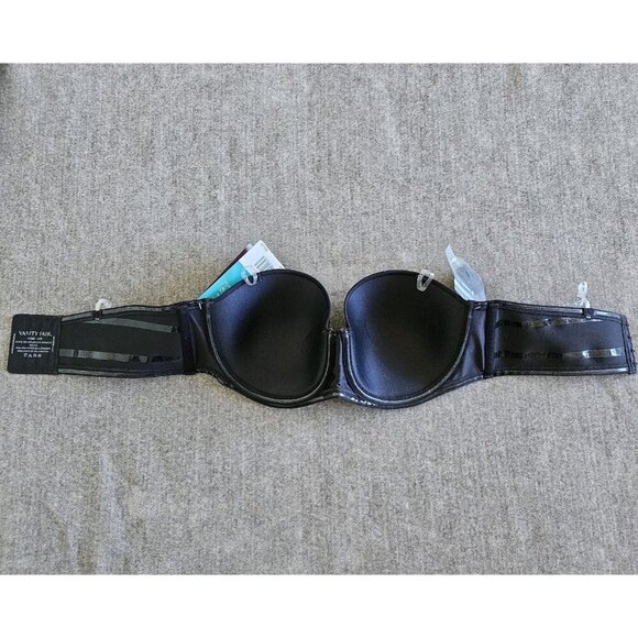 Vanity Fair 38B Black Beauty Back Strapless Bra Removable Straps 74380 Stretch - Picture 4 of 16